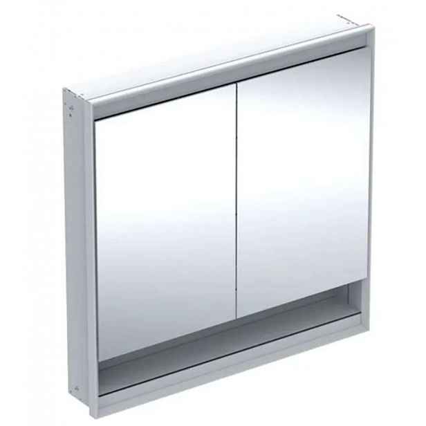 Geberit ONE - Zrcadlová skříňka s LED osvětlením, 90x90x15 cm, 2 dvířka, s nikou, vestavná, bílá 505.823.00.2