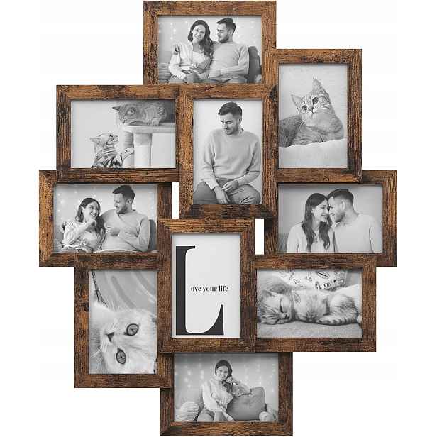 Koláž fotorámečků, rodinný rámeček pro 10 fotografií po 10 x 15 cm