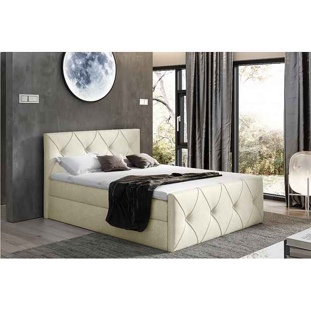 Kontinentální postel 180x200 CARMEN LUX - béžová 2 + topper ZDARMA