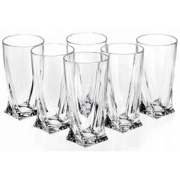 Křišťálové sklenice Long na nápoje Bohemia Quadro 350 ml