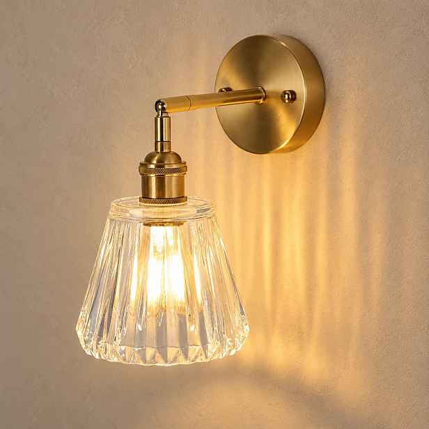 Nástěnné svítidlo E27, zlaté loftové nástěnné světlo se skleněným stínidlem, moderní design do obývacího pokoje