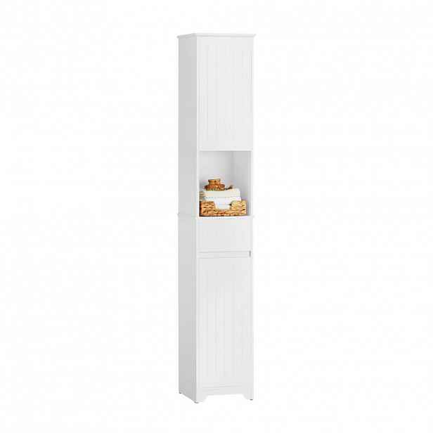 SoBuy VYSOKÁ KOUPELNOVÁ SKŘÍŇKA s jedním zásuvkou Bílá 30x25x170cm Nordický