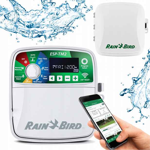 Venkovní Regulátor Zavlažování Rain Bird Wifi Esp TM2 6 Sekce 230V Zew