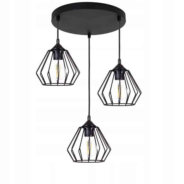 Závěsné Stropní Svítidlo Diamant Black Loft Led E27 Polská Lampa Černá