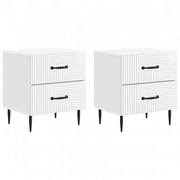 vidaXL Noční skříňka 2 ks Bílá s vysokým leskem 43 x 34,5 x 47,5 cm