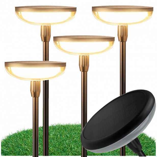 4 x Solární Zapichovací Led Lampa se senzorem soumraku, sloupek 78 cm 4000K