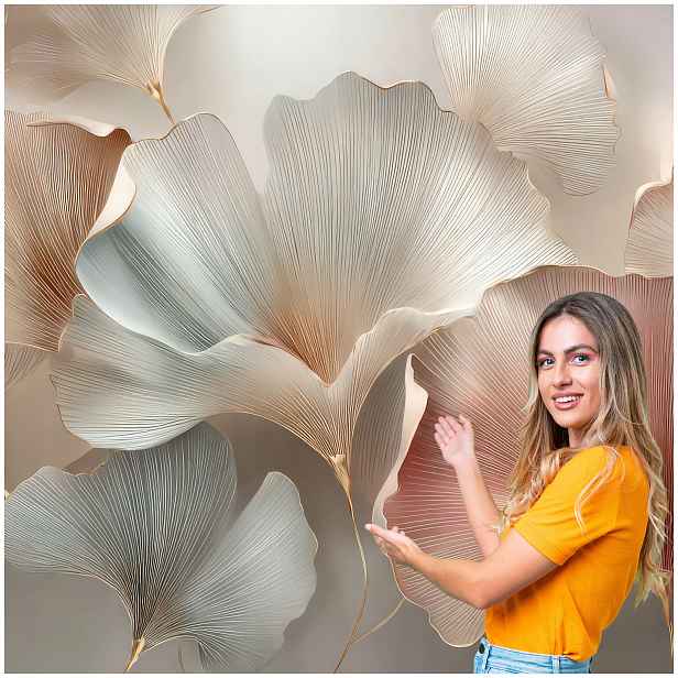 Fototapeta Obývací Pokoj Ložnice Ginkgo Listy Příroda Boho 196x260 MLN08F