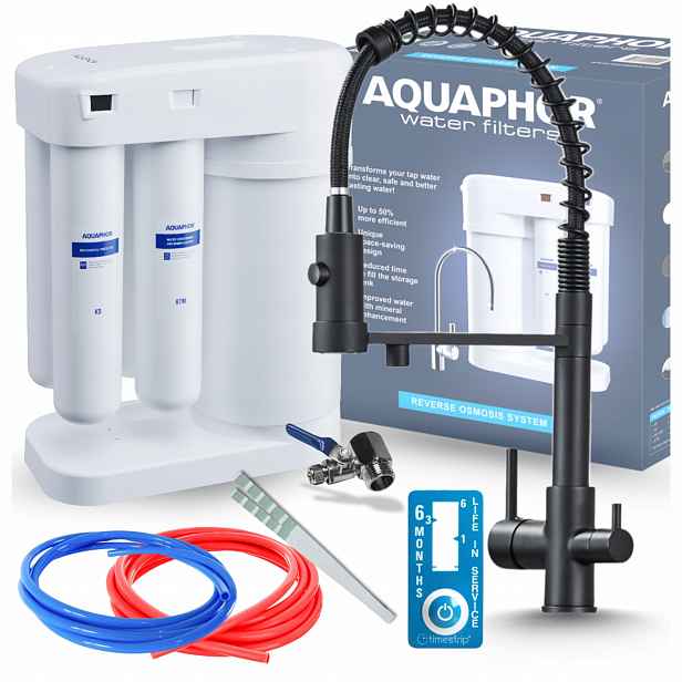 Kuchyňská Baterie Vytahovací Sprcha Černý Filtr Vody Pod Dřez Aquaphor Morion