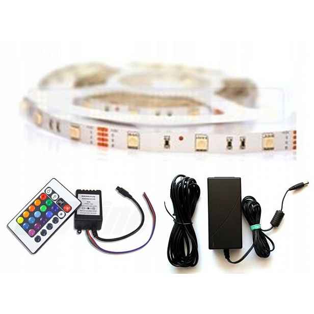 Rgb páska Premium Led 5 m ovladač napájecí zdroj 12 V