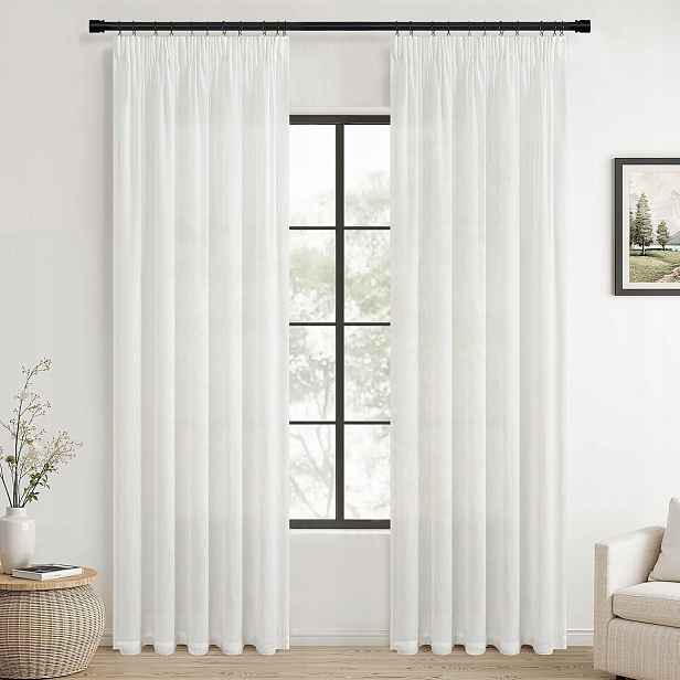 Topfinel 2 Lněné záclony do obývacího pokoje Řasící Páska Voál 260 x 140 cm Bílá