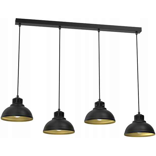 Závěsná lampa Sven Černá Zlatá Kovová elegance v industriálním stylu