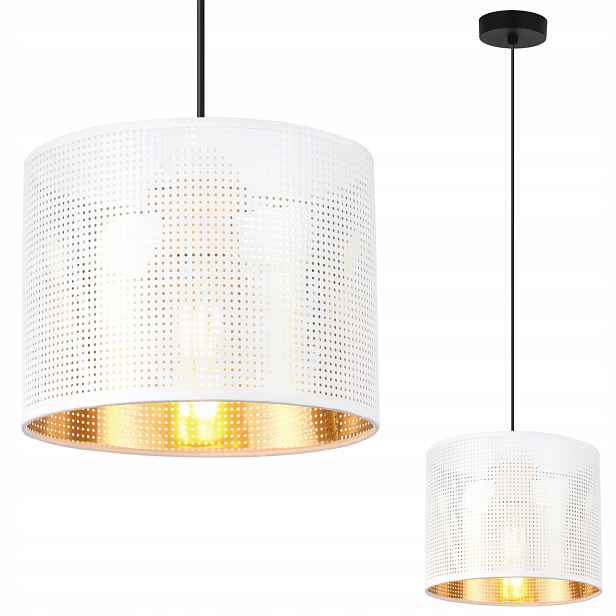 Závěsná Stropní Lampa Lustr Bílé Stínidlo Se Zlatým Středem Do Obývacího Pokoje