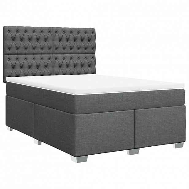 vidaXL Box spring postel s matrací tmavě šedý 140 x 190 cm textil