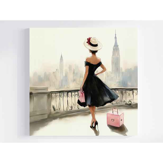Obraz Na Plátně Canvas Retro Žena Cestování New York Manhattan 50x50