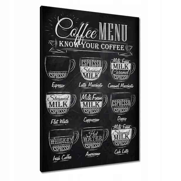 Obrazy 70x100 Cafee menu na černém pozadí
