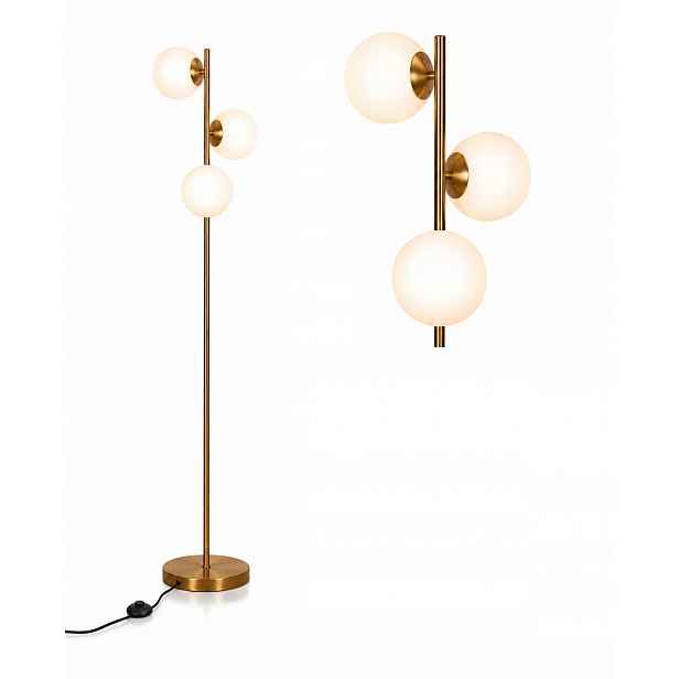Stojací Lampa Bílá Koule Loft Zlatá 165CM Led