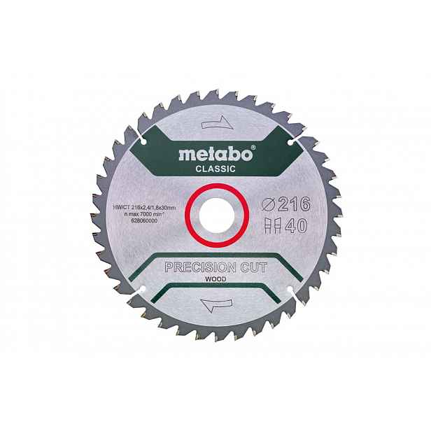 Metabo - Pilový kotouč Precision Cut Wood - Classic, 216x30mm, Z40 628060000
