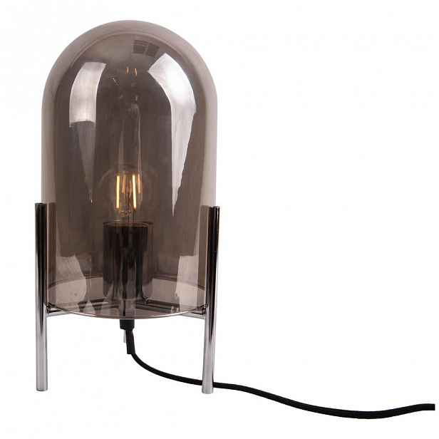 Šedá skleněná stolní lampa Leitmotiv Glass Bell