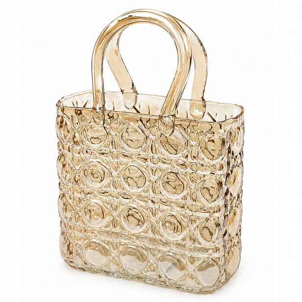 Skleněná Váza Taška 29 Cm Světle Hnědá Glamour Dekorace 25 30