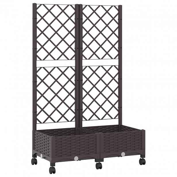 vidaXL Zahradní truhlík s treláží a koly Hnědá 80 x 40 x 131,5 cm PP