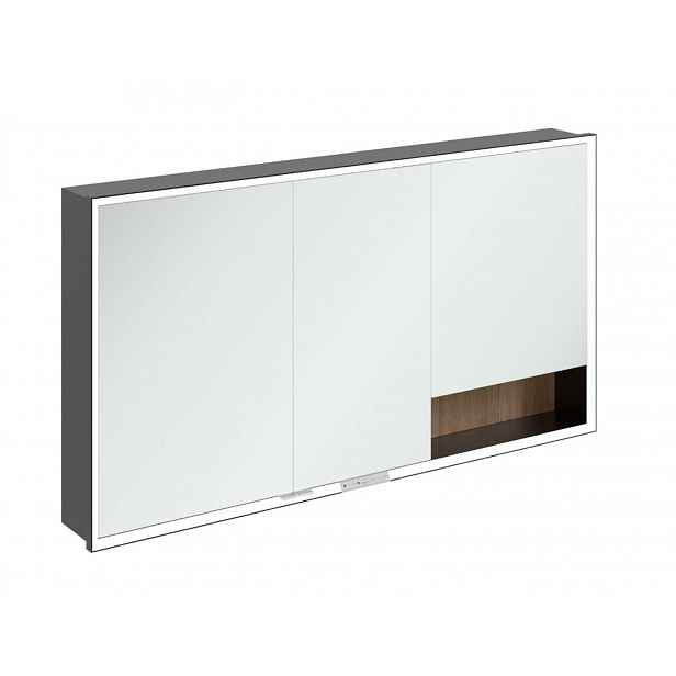 Villeroy & Boch My View+ - Zrcadlová skříňka s LED osvětlením 140x75x17 cm, 3 dvířka, Kansas Oak/matná černá B48214RH