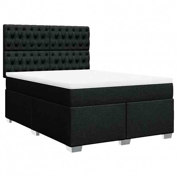 vidaXL Box spring postel s matrací černá 140 x 190 cm textil