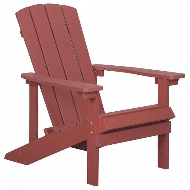 Beliani ZAHRADNÍ ŽIDLE Umělé dřevo červená Adirondack