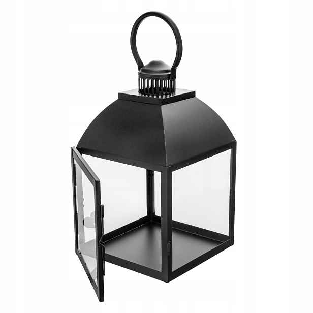 Černá lucerna s dvířky pro lampionovou svíčku Altom Design 35 cm