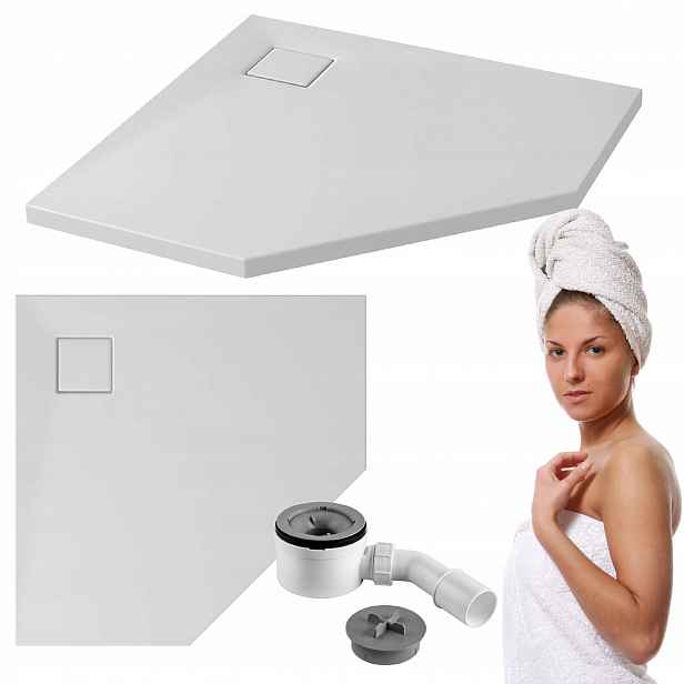 Cersanit Pětiúhelníková sprchová vanička Tako Slim 90x90 bílá sifon 2v1