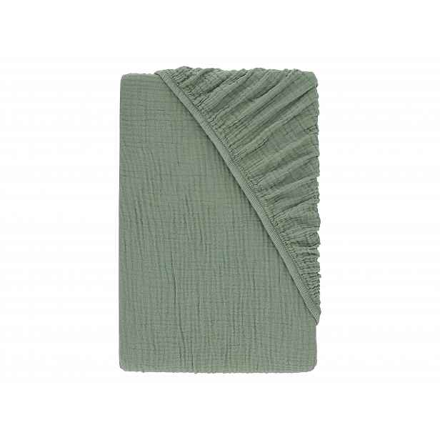 Livarno® Mušelínové napínací prostěradlo, 90-100 x 200 cm (zelená)