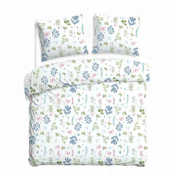 Povlečení Flanelove 220x200 bílé s barevnými květy