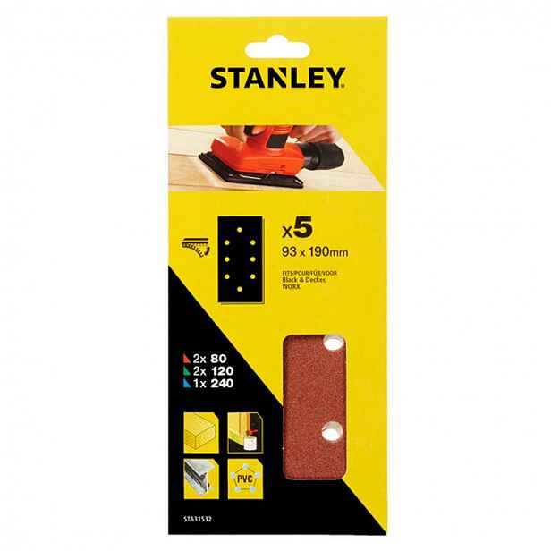 Stanley - 5dílná sada brusných pásů, 93x230 mm STA31532-XJ