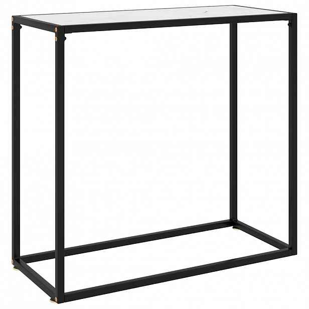 vidaXL Konzolový stolek bílý 80 x 35 x 75 cm tvrzené sklo