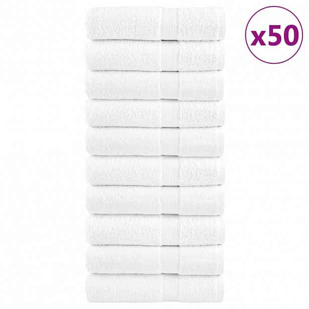 vidaXL Prémiové ručníky SOLUND 50 ks bílé 50x100 cm 600 g/m²
