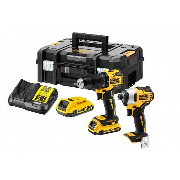 DeWALT - 18V AKU sada příklepové vrtačky a rázového utahováku, 2x aku 2,0 Ah Li-Ion, nabíječka DCK2062D2T
