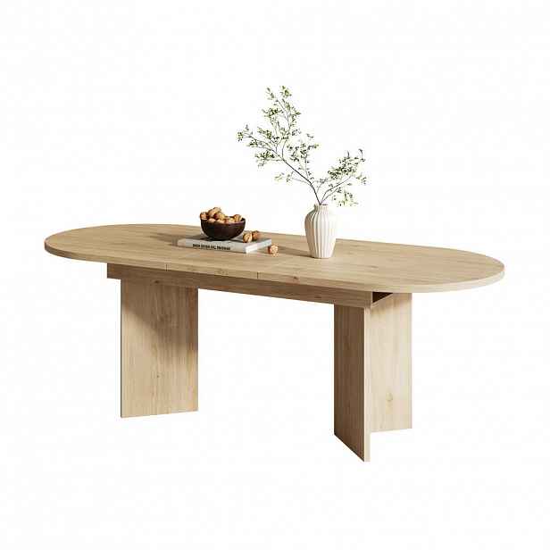 OKWISH JÍDELNÍ stůl 140/180 x 90 cm dubový z MDF rozkládací se zaoblenými rohy