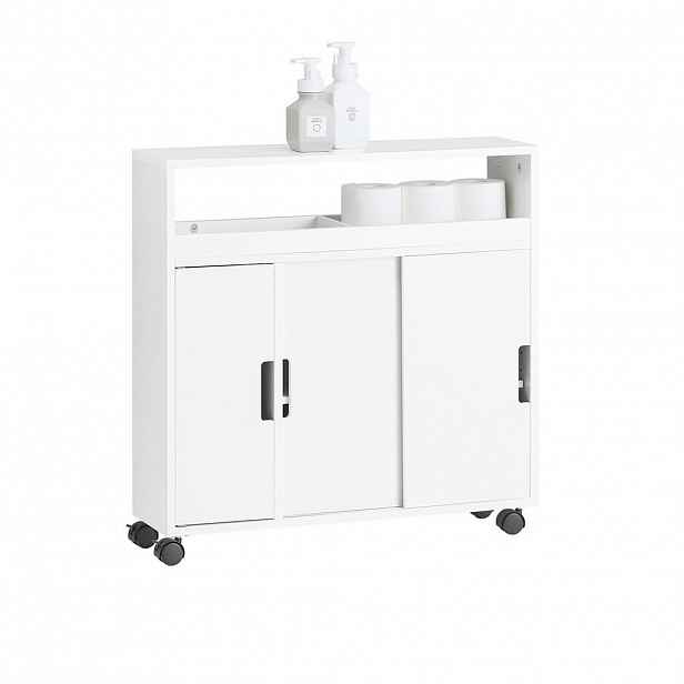 SoBuy DRŽÁK TOALETNÍHO PAPÍRU SE SKŘÍŇKOU na 3 dveře Bílá 70x20x71cm Minimalistický