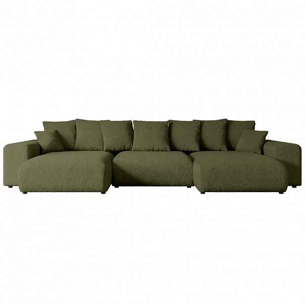 ALTDECOR SEDACÍ SOUPRAVA s funkcí lůžka ESKAR-U – 364 x 176 x 72 cm, zelená buklé