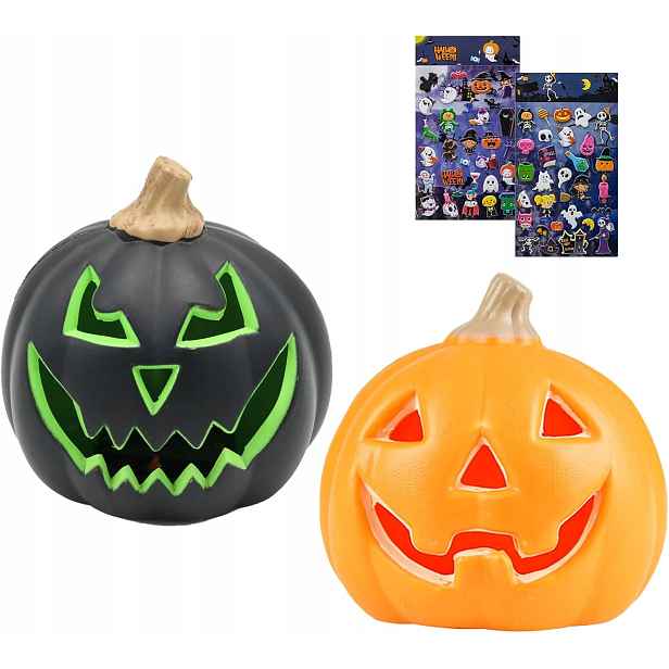 Halloween, Led dýně, dekorace na Halloween, plastová dýně, 2 ks.