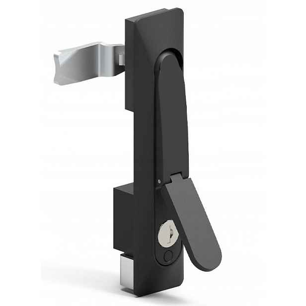 Jednobodová výklopná klika 35x160 mm s krytem, euro klíč, černý lak