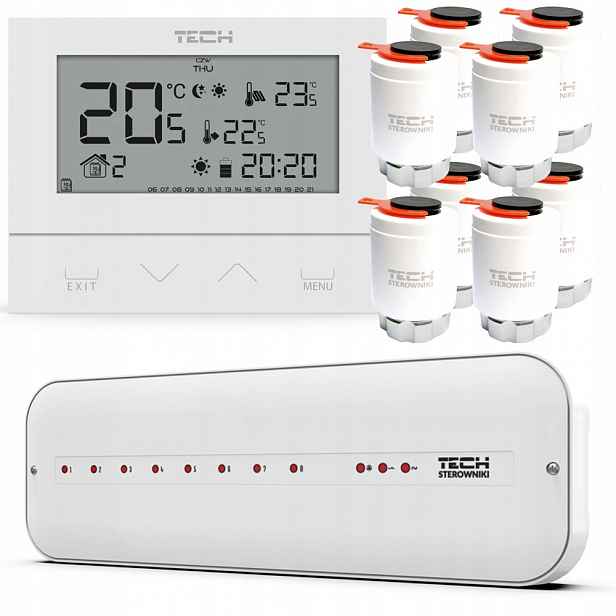 Sada Podlahového Vytápění Tech Lišta L-5 Ovladač ST-292 v3 Pohony