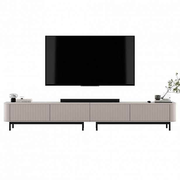Meble Lindner TV stolek Aurora, sada 2 kusů s kovovým rámem, matný kašmír, 280 cm