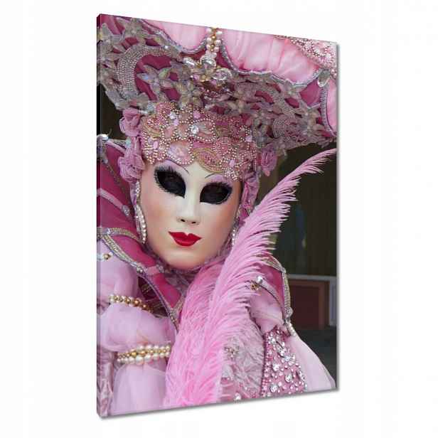 Obrazy 70x100 Růžová karnevalová maska