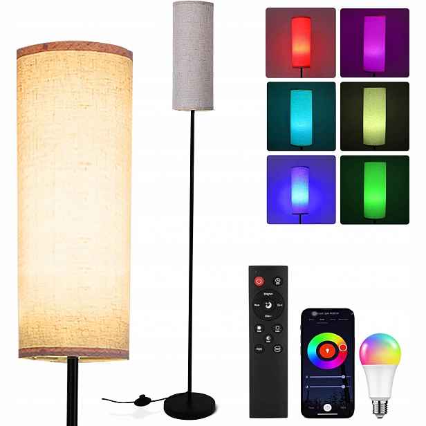 Podlahová Lampa E27 Rgb Stínidlo 173CM Loft Regulace Dálkový Ovladač