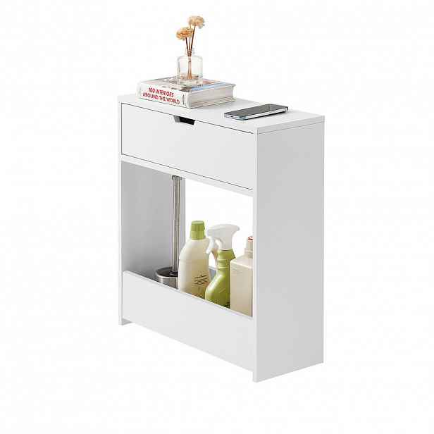 SoBuy NÍZKÁ KOUPELNOVÁ SKŘÍŇKA s 1 zásuvkou Bílá 55x20x60cm Minimalistický