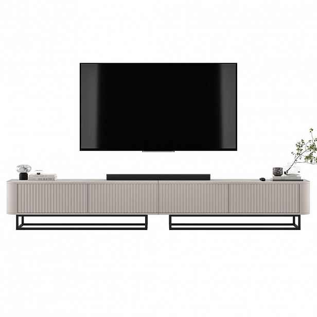 Meble Lindner TV stolek Aurora, sada 2 kusů s kovovým rámem, matný kašmír, 280 cm