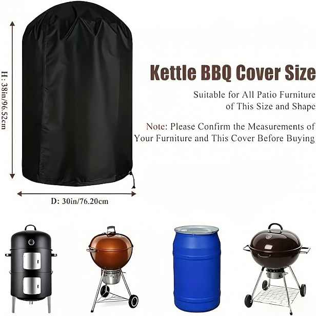 TEMU 1ks Kryt na gril na dřevěné uhlí, kryt na BBQ gril pro konvici na dřevěné uhlí, odolný venkovní kryt na udírnu, pasuje na většinu grilů ve stylu