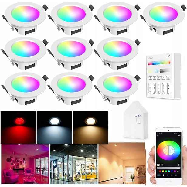 Zapuštěné Led Svítidlo Subosi 5W Rgb Bílá WiFi Bluetooth Alexa Google 10 ks