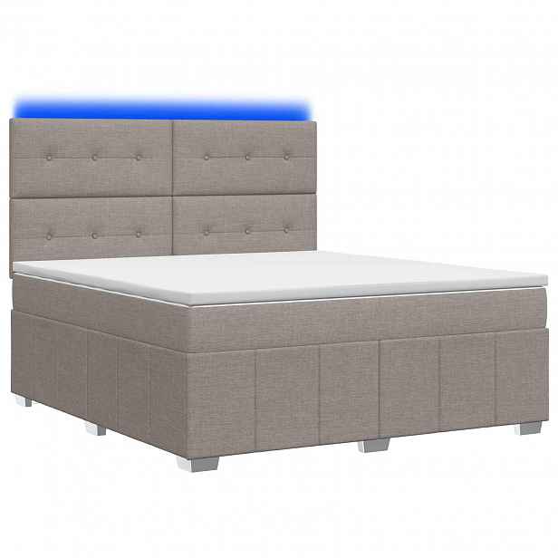 vidaXL LED rošt s matrací s LED pásky s čelo Taupe 140 x 190 cm Textil