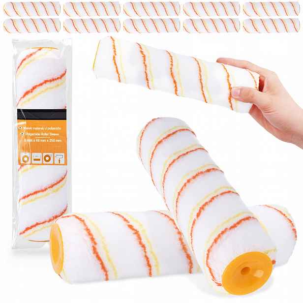 10x Váleček Malířský 25cm Náhradní Vložka Pro Malování Emulzí, Latexem, Lakem Sh